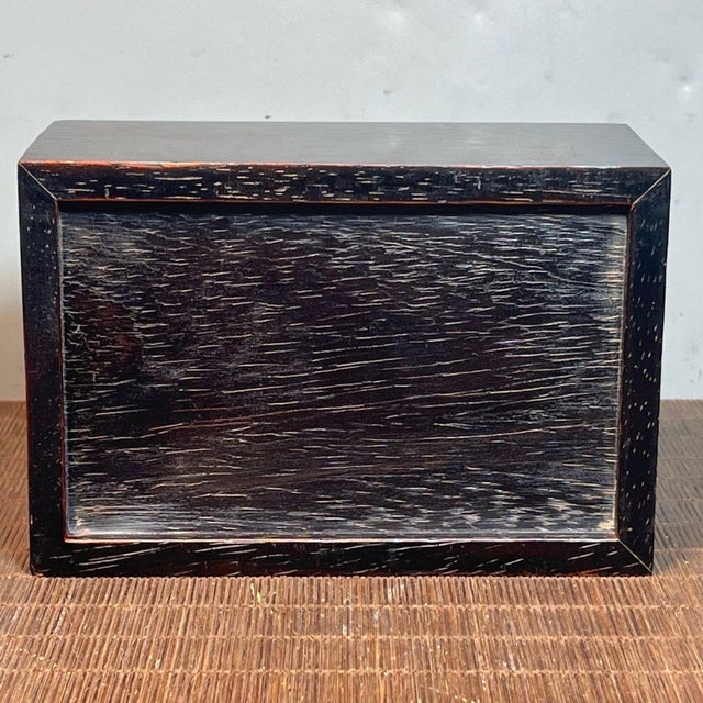 Brown Vintage Blood Sandalwood Carved Jewelry Box With Dragon Motif and Drawer For Sale - Image 8 of 8