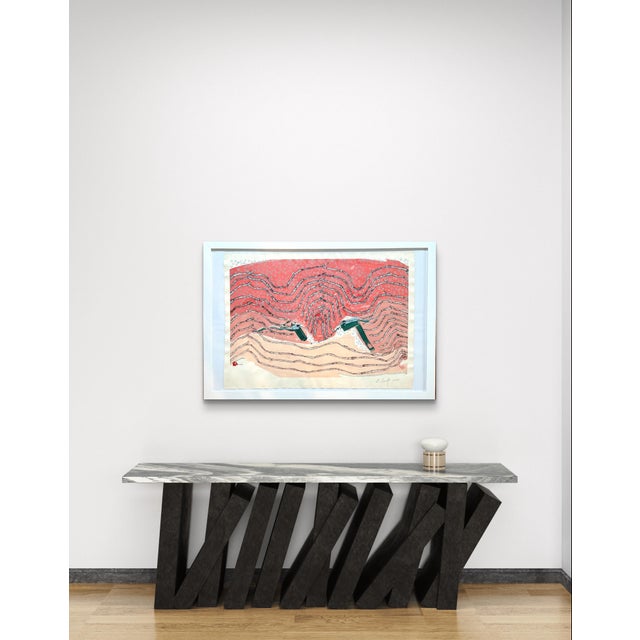 Barbara Beck Framed 1988 Abstract Painting on Paper - Signed/Dated/Framed in White Wood For Sale - Image 4 of 6