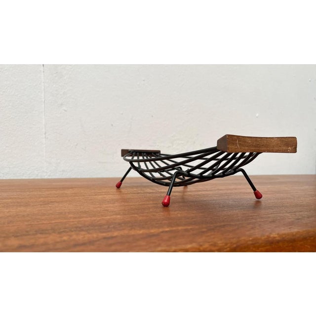 Mid-Century String Fruit Bowl with Teak Handle, 1960s For Sale - Image 14 of 17