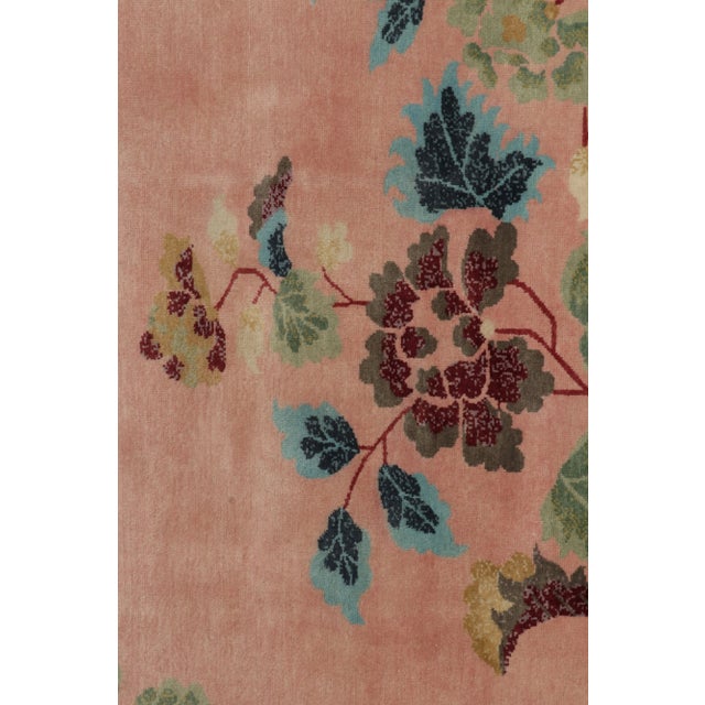 Rug & Kilim Chinese Style Art Deco Rug in Pink, Green Border & Floral Patterns - 12'x18' For Sale In New York - Image 6 of 8