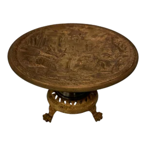 Antique Victorian Cast Metal Embossed Scenic Compote