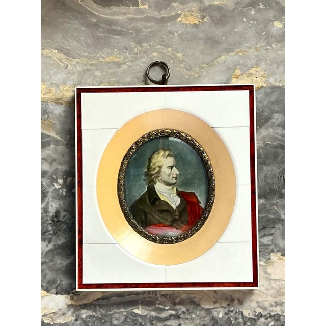 Vintage Hand-Painted Portrait Miniature For Sale - Image 9 of 14