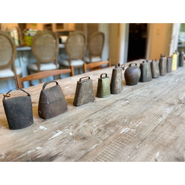 A wonderful collection of 15 authentic antique and vintage livestock cowbells, assembled over time for their sculptural...