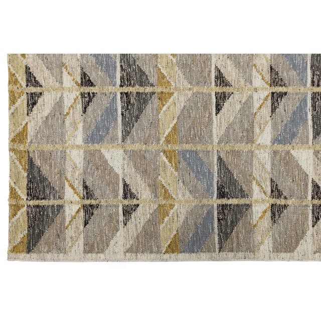 Swedish Flatweave Style Geometric Wool Rug Mid-Century Modern Scandinavian Rug For Sale - Image 11 of 11