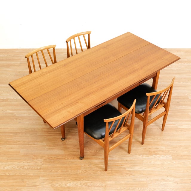 Mid Century Space Saving Dining Set and Credenza by Elliots of Newbury - Set of 6 For Sale - Image 12 of 12