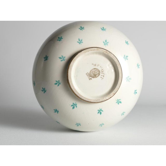 Gold Swedish Grace Menuett Vase with Green Leaf Motif by Arthur Percy for Gefle, 1950s For Sale - Image 8 of 17