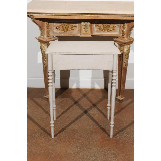 Mid 19th Century Swedish Painted Side Table with Single Drawer, Turned Legs and Serpentine Front For Sale - Image 10 of 12