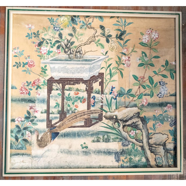We are selling this gorgeous Chinese watercolor painting. We believe this panel was originally intended for use as...