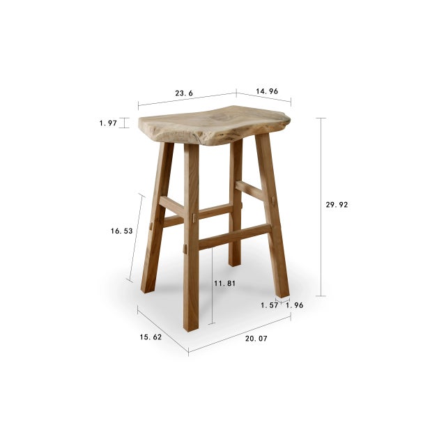 Early 21st Century Contemporary Natural Walnut Wood Live Edge Bar Stool For Sale - Image 5 of 5