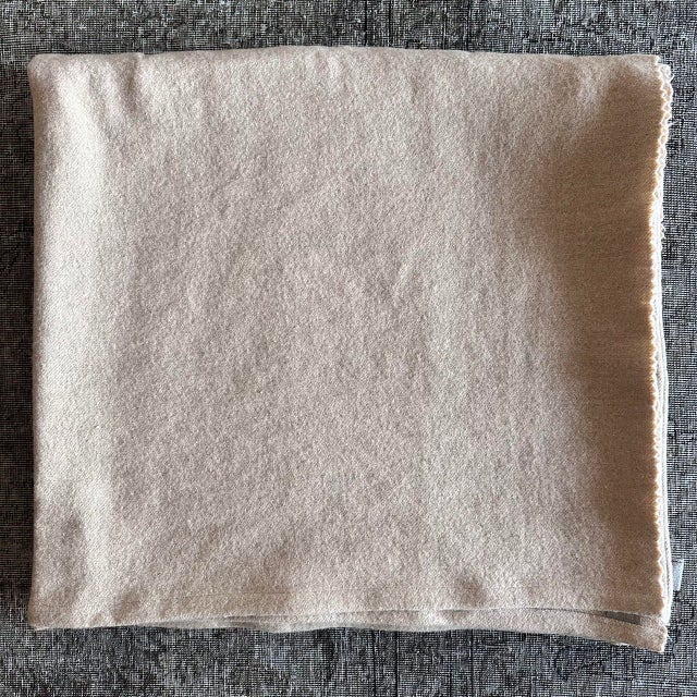 Belgian Linen and Wool Shetland Coverlet – Camel For Sale - Image 4 of 4