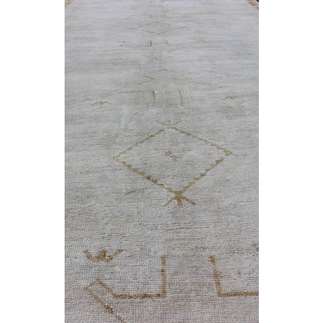 Textile Muted Vintage Turkish Oushak Runner a Faint Tribal Design For Sale - Image 7 of 12