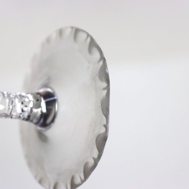 Antique Bohemian Amethyst Floral Cut to Clear Crystal Stemmed Wine Goblets - Set of 3 For Sale - Image 10 of 11