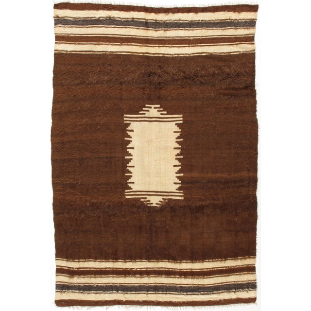 1940s Vintage Turkish Brown Mohair Rug - 4′7″ × 6′8″ For Sale - Image 5 of 5