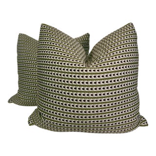 C & C Milano "Vos Dolores" in Green/Bordeaux 22" Pillows-a Pair For Sale