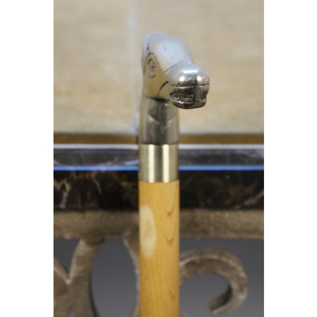 Late 20th Century White Oak Brass Equestrian Horse Head Walking Stick Collapsible Travel Cane For Sale - Image 6 of 13