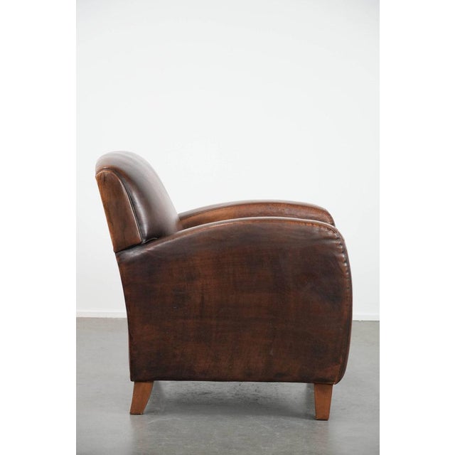 Vintage Brown Sheepskin Armchair For Sale - Image 3 of 17