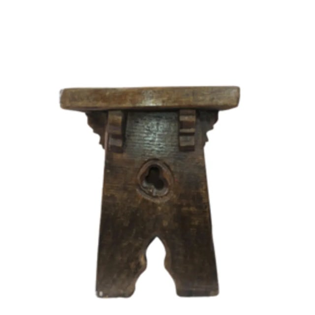 Spanish Brutalist Oak Stool For Sale - Image 9 of 11
