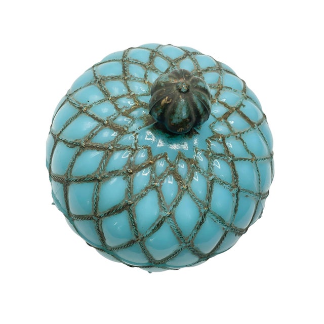 French Blue Opaline Covered Candy Dish For Sale - Image 4 of 5