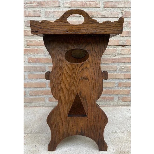 1920s Early 20th Century French Hand-Carved Oak Trolley Bar, 1920s For Sale - Image 5 of 8