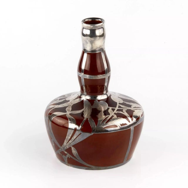 Porcelain Vase in Silver Braid in the Style of Art Nouveau from Crown Staffordshire For Sale - Image 4 of 8