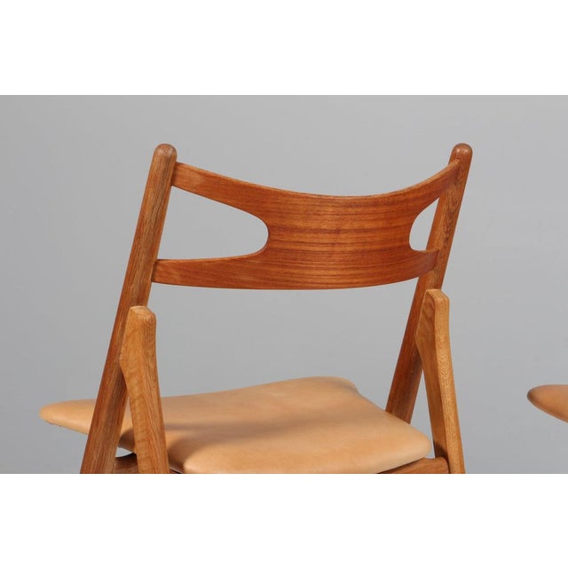 Hans J. Wegner Savbuk Ch-29 Dining Chairs attributed to Hans J. Wegner for Carl Hansen & Søn, Set of 2 For Sale - Image 6 of 9