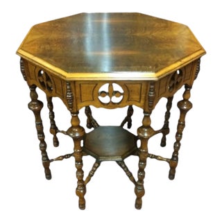 Antique Center Table, Walnut Center Table, Unique Octogan Table For Sale