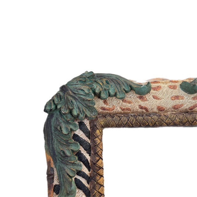 Late 20th Century Safari Animal Print With Faux Bamboo Accents Mirror For Sale - Image 4 of 6