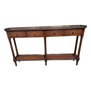 1990s Theodore Alexander the Louis XVI Leather Console Table For Sale