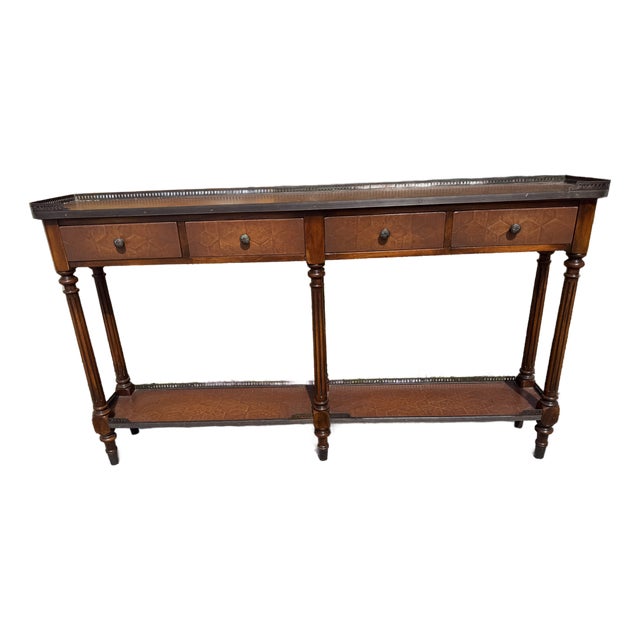 1990s Theodore Alexander the Louis XVI Leather Console Table For Sale