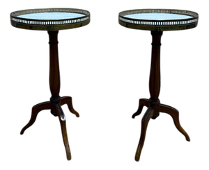 Louis XVI Style Tripod Side Tables, Set of 2