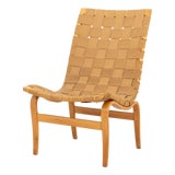 Bruno Mathsson "Eva" Woven Cotton and Beech Side Chair For Sale