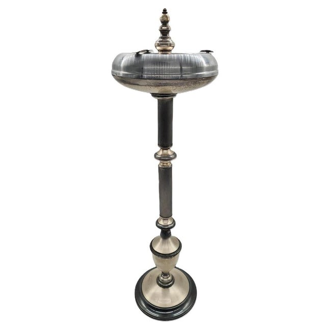 Art Deco Modernist Freestanding Ashtray in Nickel-Plated Metal, 1950 For Sale - Image 11 of 11