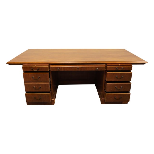 Late 20th Century Stow & Davis Solid Walnut Contemporary Traditional 84" Executive Office Desk For Sale - Image 5 of 12