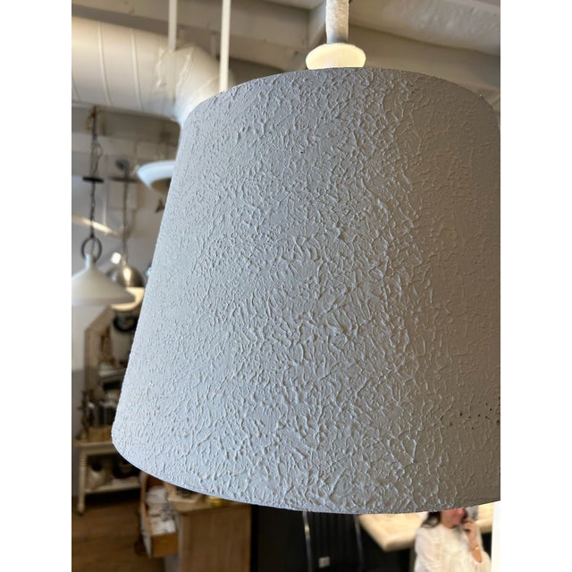 White Metal Shade With White Plaster Finish For Sale - Image 8 of 11