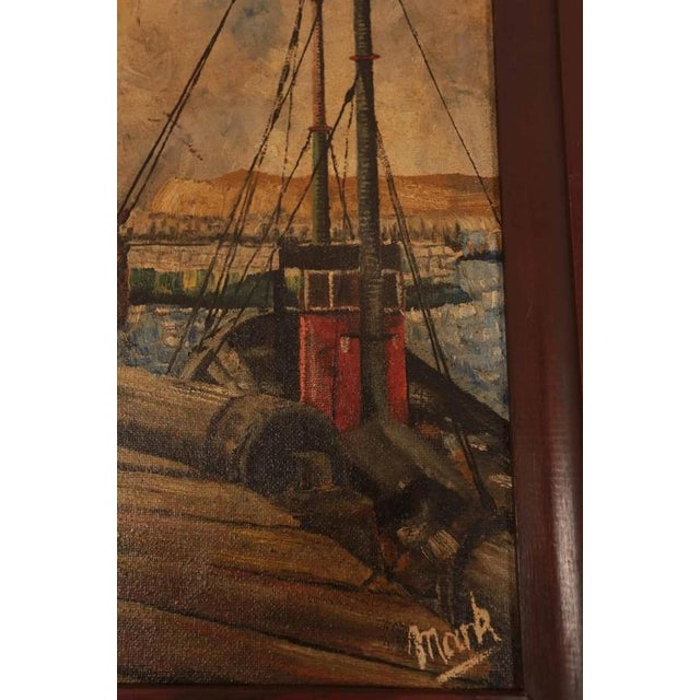 Brown Flanders Artist, Fishermen on a Boat, Oil on Fiberboard, Framed For Sale - Image 8 of 8
