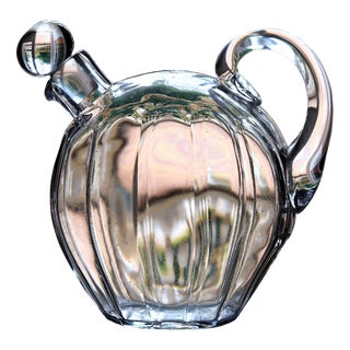 Art Deco Whiskey Decanter in the Shape of a Barrel in Carved Crystal by Jacques Adnet for Baccarat, 1930s For Sale