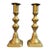 Antique English Brass Candlesticks Pair Multi-Knop Square Step Base 18th/19th C. For Sale