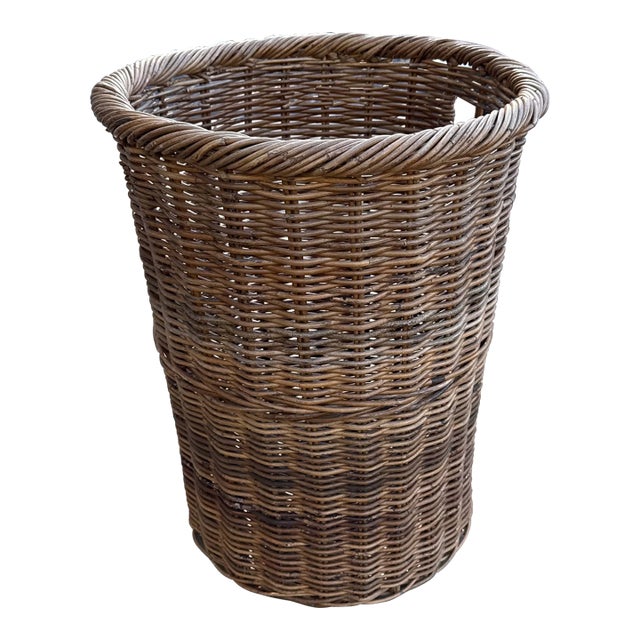 Tall Sturdy Vintage Wicker Basket For Sale