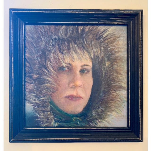 Wood "Portrait of an Women”, Contemporary Oil Painting, by Van Ness For Sale - Image 7 of 9