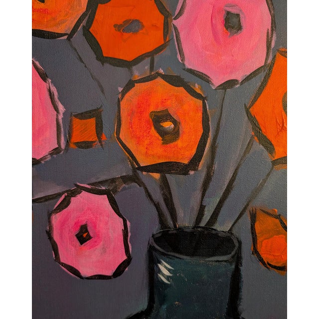 Vibrant Abstract Floral Oil Painting in White Floater Frame – 24x30" Bring bold color and expressive charm to your space...