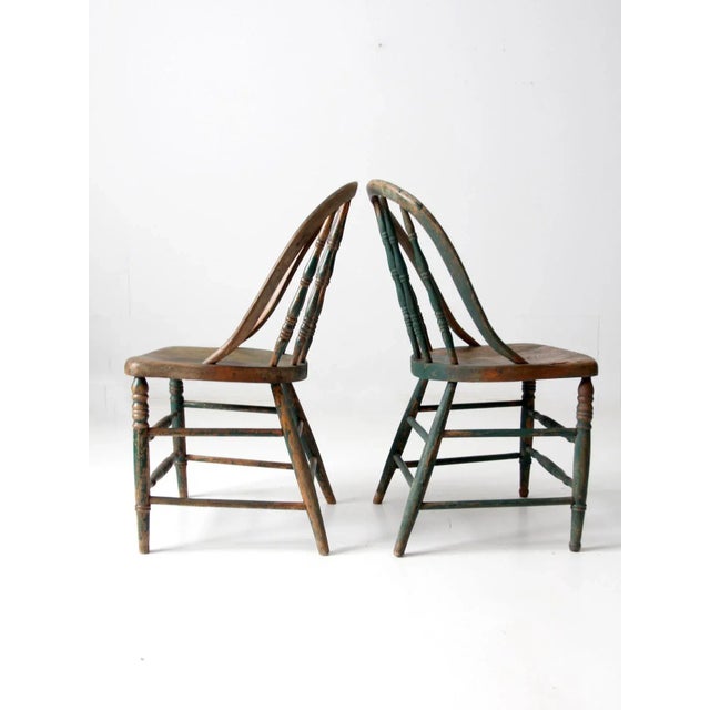 Wood Antique Windsor Chairs Pair For Sale - Image 7 of 13