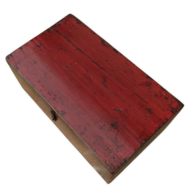 Wood Vintage Chinese Hand-Painted Coffer Box For Sale - Image 7 of 7