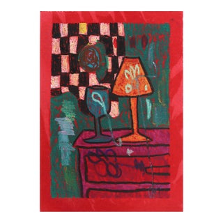 Still Life 5 - Original Abstract Still Life Oil Pastel Painting on Paper by Valerie Etitinwo For Sale