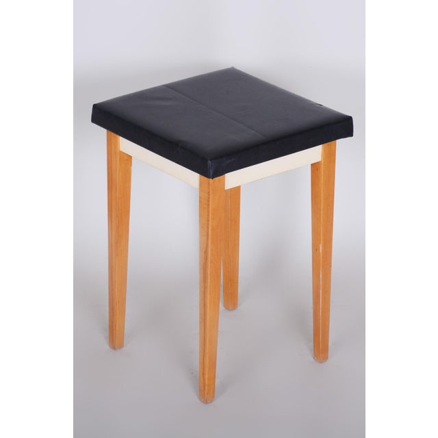 Mid-Century Black Beech Stool, 1950s For Sale - Image 4 of 7