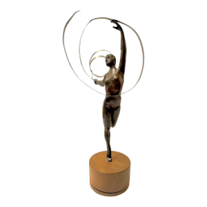 1970s Metal Sculpture of a Dancer With Metal Ribbon