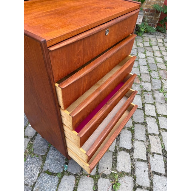 Brown Teak Chest of Drawers, Denmark For Sale - Image 8 of 11