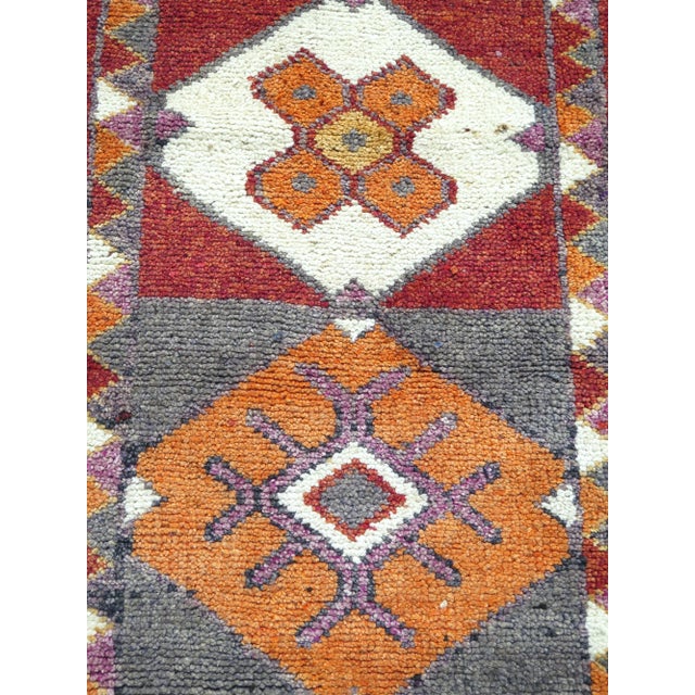 70s Orangecolor Herki Carpet Runner Long Runner Rug For Sale - Image 10 of 11