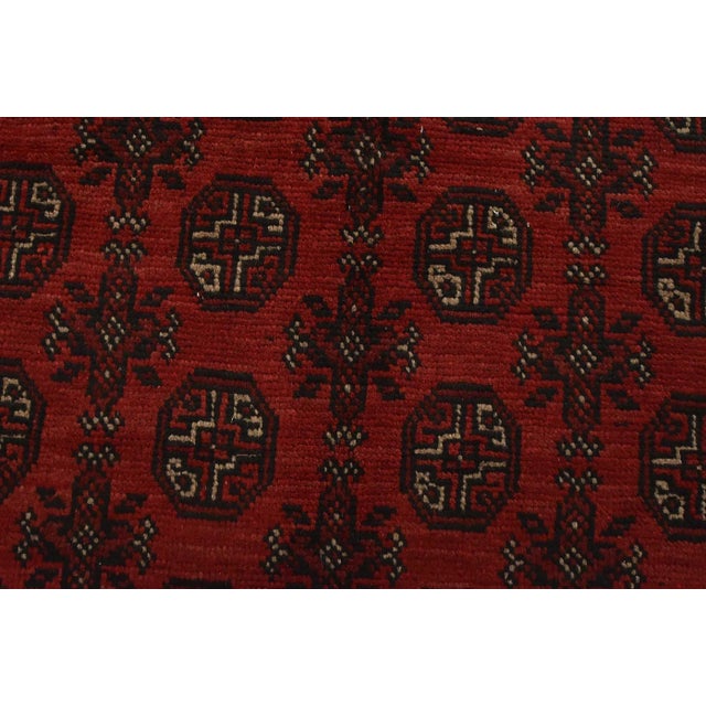 1990s Turkmen Rug 9’11” X 12’10” Red Wool Vintage Tribal Hand-Knotted Carpet For Sale - Image 5 of 14