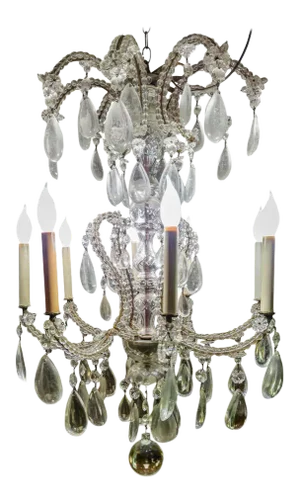 19th Century French Eight-Light Crystal Chandelier