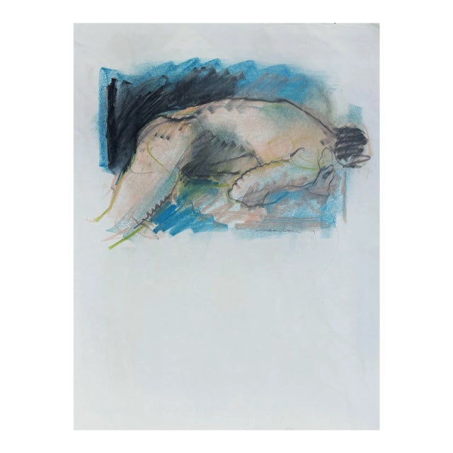 Late 20th Century Jack Meanwell Prone Nude Figure, Oil Pastel | Chairish